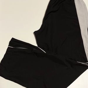 PUMA MENS LARGE BLACK ELASTIC WAIST ANKLE ZIP LINED SIDE STRIPE TRACK LOGO